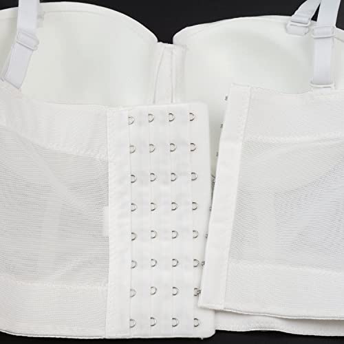 ELLACCI Women's Mesh Bustier Crop Top Push Up Corset Top Bralet White Small