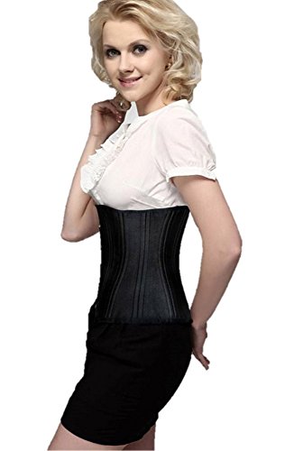 SHAPERX Women's Waist Training Corsets Underbust Heavy Duty 26 Steel Boned Hourglass Silhouette Body Shaper, SZ1908-Black-M