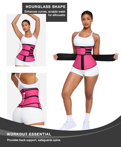 Waist Trainer for Women Long Torso Sauna Workout Waist Trainers Double Belts Neoprene Corset Waist Cincher Zipper Trimmer