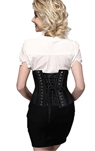 SHAPERX Women's Waist Training Corsets Underbust Heavy Duty 26 Steel Boned Hourglass Silhouette Body Shaper, SZ1908-Black-M