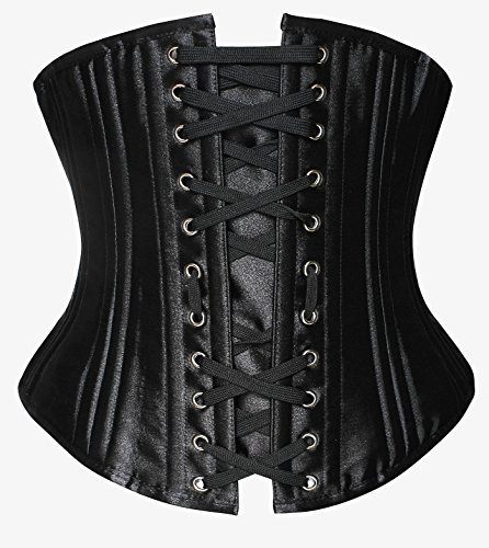 SHAPERX Women's Waist Training Corsets Underbust Heavy Duty 26 Steel Boned Hourglass Silhouette Body Shaper, SZ1908-Black-M