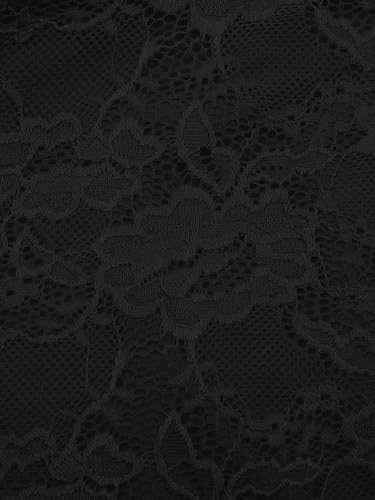 REORIA Women's Summer Fashion Sexy Square Neck Sleeveless Cute Trendy Going Out Lace Bustier Crop Tank Tops Black Medium