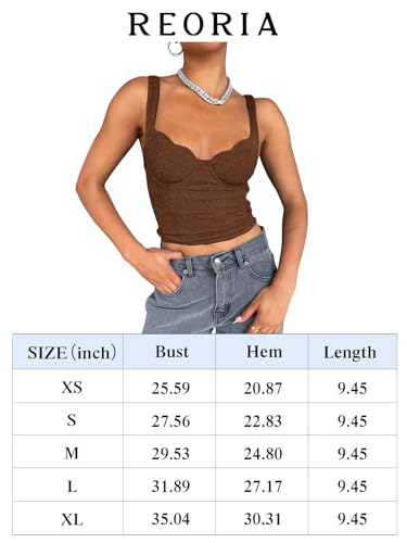 REORIA Women's Summer Fashion Sexy Square Neck Sleeveless Cute Trendy Going Out Lace Bustier Crop Tank Tops Black Medium