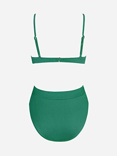 Emerald Green Bikini Set: High Waisted, Adjustable Straps