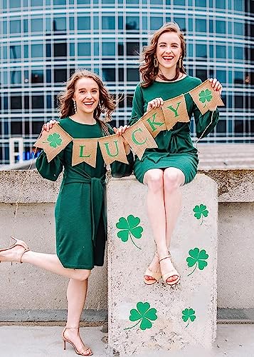 PRETTYGARDEN Women's Elegant Long Lantern Sleeve Short Dress Crewneck Tie Waist Knit Cocktail Dress (Dark Green,Large)