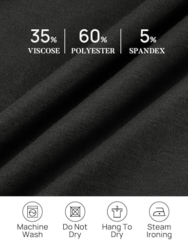 ZESICA Women's 2024 Fall Long Sleeve Dress Crewneck Casual Loose Pleated Tiered Swing Midi Dresses with Pockets,Black,Medium