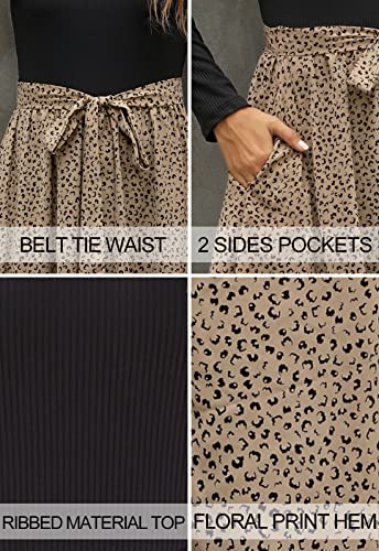 Zattcas Womens Long Sleeve Midi Dresses Casual Work Fall Dresses with Pockets Black T XXL