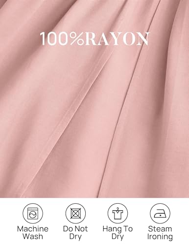 ZESICA Women's 2024 Boho Sexy Off Shoulder Long Sleeve Smocked High Waist Side Split Flowy A Line Tiered Long Maxi Dress,Pink,X-Large