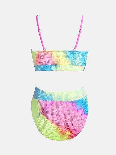 CUPSHE Women's Bikini Set Two Piece Swimsuits High Waisted Scoop Neck Spaghetti Adjustable Straps Textured,XL