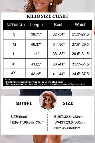 KILIG Womens Casual Fall Dresses Button Knee Length Long Sleeve Dress with Pockets(D1-Navy,Large)