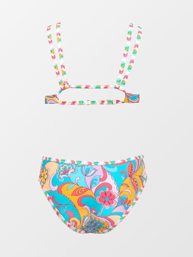 CUPSHE Women's Bikini Set Two Piece Swimsuits Strappy Mid Rise V Neck Cutout Adjustable Double Straps,M