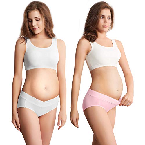Mama Cotton Women's Under The Bump Maternity Panties Pregnancy Postpartum Maternity Underwear (Color-Multicolor-B 6 Pack, Size-XL)