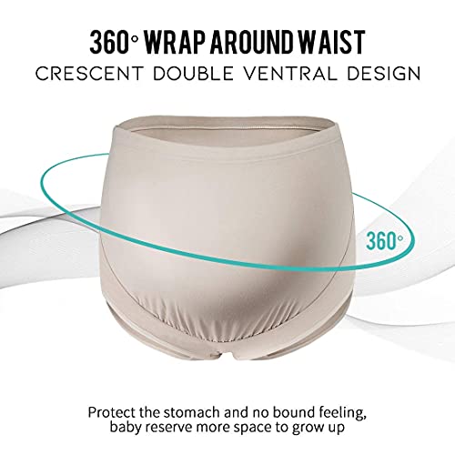 Mama Cotton Women's Over The Bump Maternity Panties High Waist Full Coverage Pregnancy Underwear (Multicolor B 5 Pack, Size-XXL)