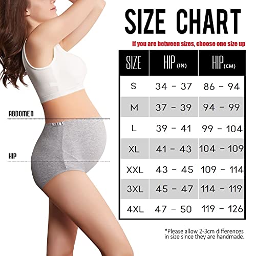 Mama Cotton Women's Over The Bump Maternity Panties High Waist Full Coverage Pregnancy Underwear (Multicolor B 5 Pack, Size-XXL)
