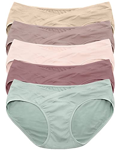 Kindred Bravely Under the Belly Maternity Underwear | Pregnancy Bikini Underwear - 5 Pack (Assorted Pastels, Large)