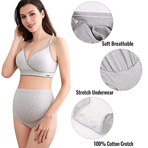 Mama Cotton Women's Over The Bump Maternity Panties High Waist Full Coverage Pregnancy Underwear (Multicolor B 5 Pack, Size-XXL)