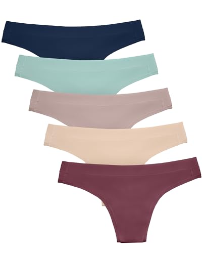 Kindred Bravely Women's Sustainable Thong Panty 5 Pack | Comfortable Maternity & Postpartum Underwear (Assorted, Medium/Large)