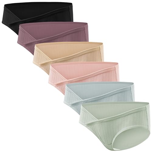 HBselect Maternity Underwear Cotton 6 Pack Pregnancy Postpartum Underwear Maternity Panties Under the Bump Bikinis