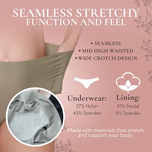 Maternity Story - Women's Pregnancy Maternity Underwear Seamless Panties, Buttery Soft No Show High Waisted C-Section Postpartum Underwear | Over The Bump Maternity Underwear (5 Pack) [Fall, Medium]