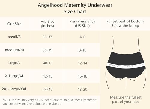 Angelhood Cotton Maternity Underwear Under Bump, Healthy Pregnancy Panties Postpartum Underwear 8 Pack with Laundry Bag