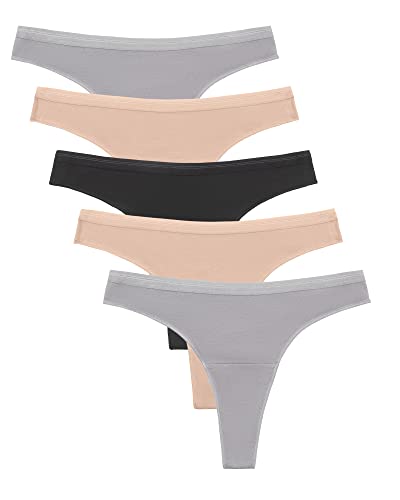 Kindred Bravely Signature Cotton Maternity Thongs for Women | Under the Belly Maternity Thongs 5-Pack (Assorted Neutrals, X-Large)