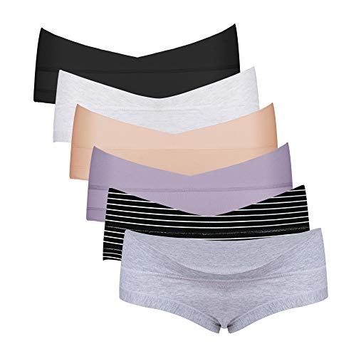 Intimate Portal Maternity Underwear Under The Bump Pregnancy Postpartum Panties Womens Cotton Briefs 6-Pk Essentials M