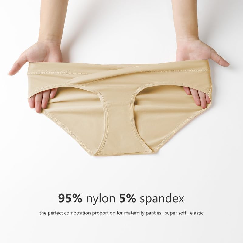 Angelhood Cotton Maternity Underwear Under Bump, Healthy Pregnancy Panties Postpartum Underwear 8 Pack with Laundry Bag