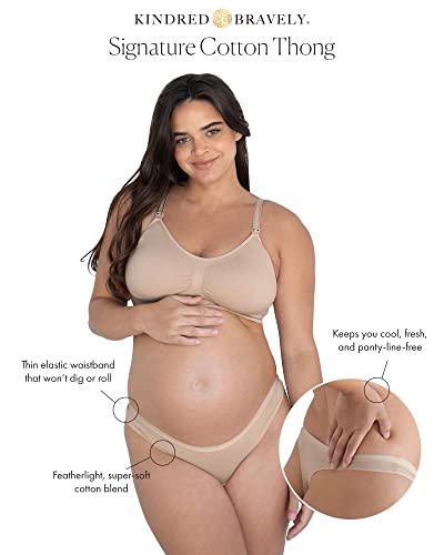 Kindred Bravely Signature Cotton Maternity Thongs for Women | Under the Belly Maternity Thongs 5-Pack (Assorted Neutrals, X-Large)