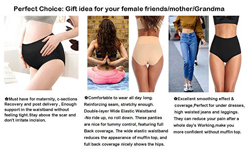 ANNYISON Women's High Waisted Cotton Underwear Soft Breathable Panties Stretch Briefs (5 Pack in 5 Drak Colors, L)