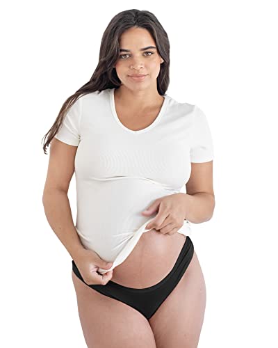 Kindred Bravely Signature Cotton Maternity Thongs for Women | Under the Belly Maternity Thongs 5-Pack (Assorted Neutrals, X-Large)