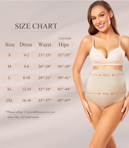 Boguish Seamless Maternity Shapewear Over Belly Support Thong High Waist Underwear Panties for Pregnancy 3-Pack(Nude+Black+White) Size XL