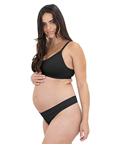 Kindred Bravely Bamboo Maternity Thong Panties | Under the Bump Maternity Thong 2-Pack (Neutrals, Small/Medium)