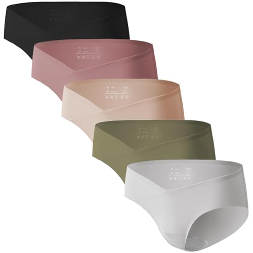 Angelhood 5 Pack Maternity Underwear Seamless, Pregnancy Underwear for Women, Healthy Pregnancy Panties Postpartum Underwear Maternity Under Bump