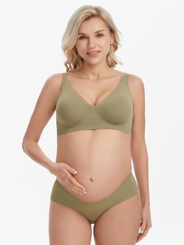 Angelhood 5 Pack Maternity Underwear Seamless, Pregnancy Underwear for Women, Healthy Pregnancy Panties Postpartum Underwear Maternity Under Bump