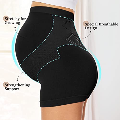 Boguish Womens Seamless Maternity Boyshort Underwear Over Bump, Pregnancy High Waisted Shapewear Panties for Support Belly