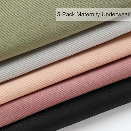Angelhood 5 Pack Maternity Underwear Seamless, Pregnancy Underwear for Women, Healthy Pregnancy Panties Postpartum Underwear Maternity Under Bump