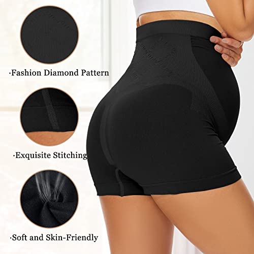 Boguish Womens Seamless Maternity Boyshort Underwear Over Bump, Pregnancy High Waisted Shapewear Panties for Support Belly