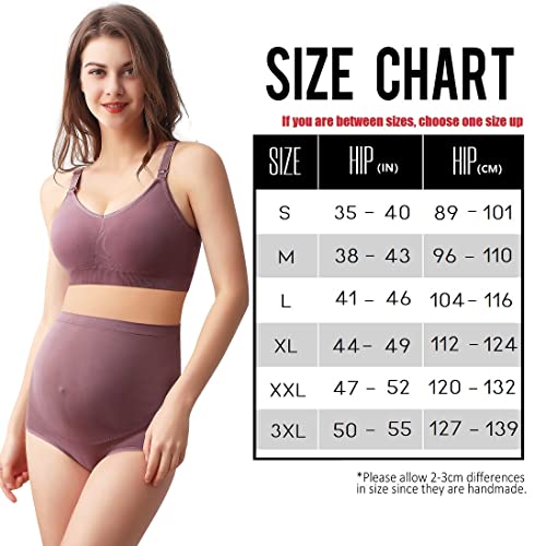 Mama Plus Women's Over Bump Maternity Underwear High Waist Seamless Pregnancy Briefs Nylon Panties Multi-Pack (Multicolor-A 5 Pack)