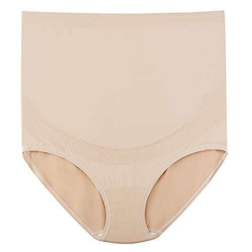 Mama Plus Women's Over Bump Maternity Underwear High Waist Seamless Pregnancy Briefs Nylon Panties Multi-Pack (Multicolor-A 5 Pack)