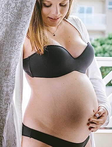 KUKU PANDA No Show Thongs for Women Ladies Comfortable Maternity Panties Seamless Underwear Set Athletic Workout Variety Pack (Black/White/Nude, Large)