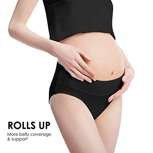Angelhood Womens Maternity Panties Foldable Maternity Underwear Under Bump Pregnancy Postpartum Brief Pack of 5