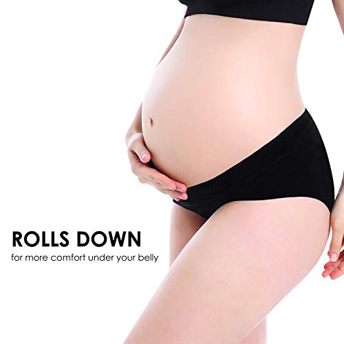Angelhood Womens Maternity Panties Foldable Maternity Underwear Under Bump Pregnancy Postpartum Brief Pack of 5
