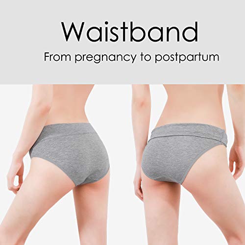 Angelhood Womens Maternity Panties Foldable Maternity Underwear Under Bump Pregnancy Postpartum Brief Pack of 5
