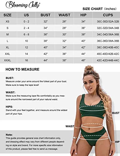 Blooming Jelly Womens High Waisted Bikini Set Tie Knot High Rise Two Piece Swimsuits Bathing Suits (Small, Black)