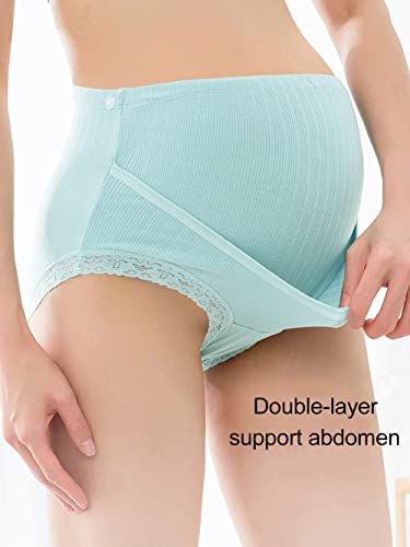 FEOYA Plus Size Maternity Underwear Over Bump Cotton Pregnancy Panties High Waist Postpartum Support Briefs, 3 Pack