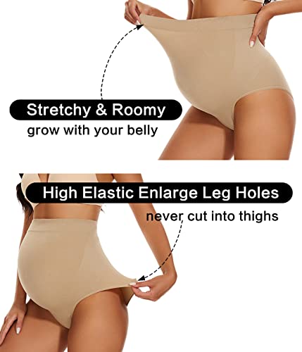 KUNINDOME Seamless Maternity Underwear over Bump, 5 Pack, Large
