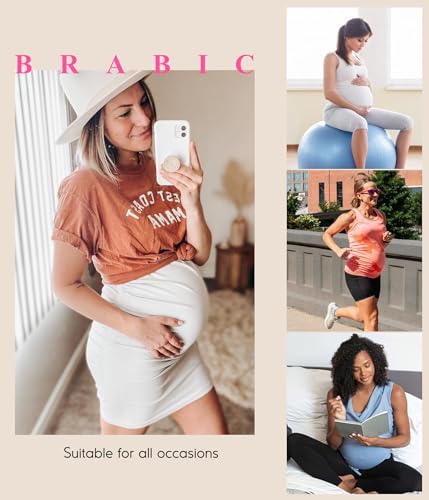 BRABIC Women’s Seamless Maternity Panties High Waisted Pregnancy Underwear Belly Support Briefs Over Bump 3 Pack (1Black+2Beige, X-Large)