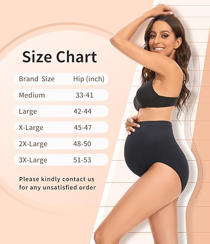 KUNINDOME Seamless Maternity Underwear over Bump, 5 Pack, Large
