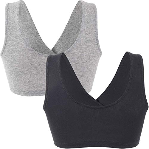 ZUMIY Maternity Nursing Bras, Seamless Maternity Bra for Pregnancy & Breastfeeding, Comfortable Wireless Bra Night Sleep Top (M, Black+Grey/2pack)