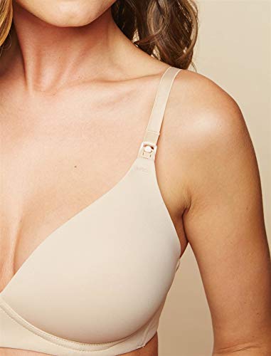 Motherhood Maternity Women's Maternity Lightly Lined Wireless Nursing Bra, Nude , 34C